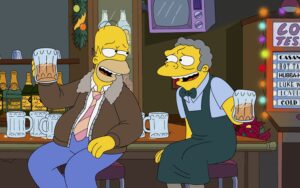 Homer (esquerda) e Moe (direita).